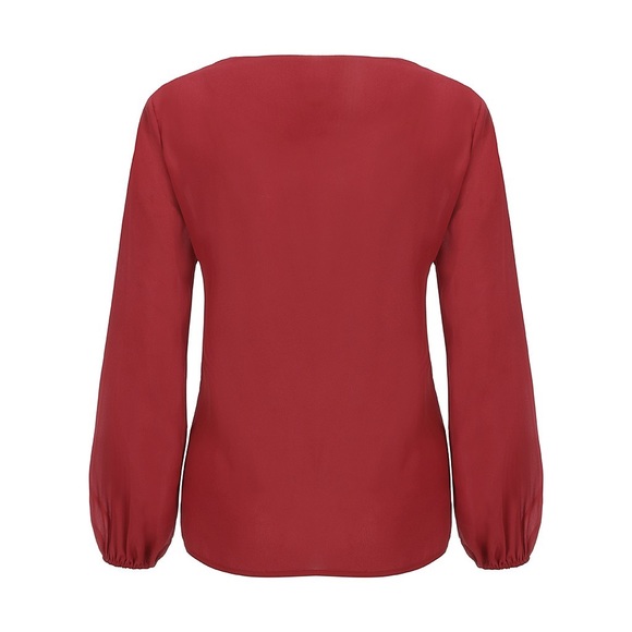 🆕 Ballon Sleeve V-neck Red Tunic M - Picture 5 of 8